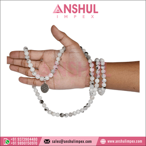 Superior Quality Wholesale Round Gemstone Handmade Rainbow Moonstone Crystals Beaded Mala <b>Bracelet</b> for <b>Healing</b> and Meditation - Product Image 2