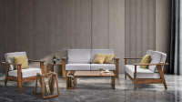 Canapé modulaire en teck confortable, durable et éco-responsable, style nordique moderne, fauteuil lounge individuel, meubles de salon