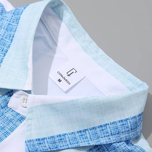 Conjunto de ropa de playa de verano para hombre con estilo, camisa de manga corta a rayas transpirable de secado rápido, pantalones cortos, logotipo de colores personalizable, águila azul - Product Image 3