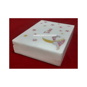 Nouvelle étoile Design blanc marbre rose nacre incrustation boîtes à bijoux forme Rectangle utilisé pour l'emballage et les cadeaux de bijoux - Product Image 3