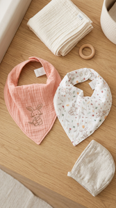 Bavoirs pour bébé de couleur unie, 100% coton tissé, respirant, accessoire d'alimentation unisexe pour nourrissons - Product Image 3