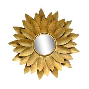 Miroir mural rond en forme de fleur avec un design de feuille d'or tendance pour la chambre à coucher, la table de toilette, miroir décoratif mural - Product Image 1
