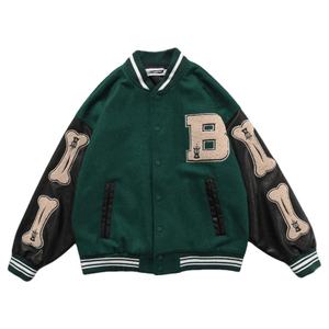 Logo personnalisé Laine Chenille Broderie Baseball Letterman Collage Baseball Vestes Hommes Vintage Blanc En Cuir Manches Varsity Veste - Product Image 4