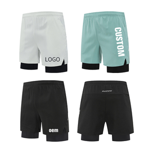 Short de fitness 2-en-1 pour homme Séchage rapide Respirant 95% Polyester 5% Spandex Solid Bermuda Pattern Mid Formal Bottom Back Pocket - Product Image 4