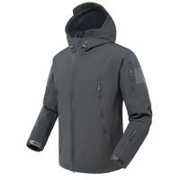 Veste Softshell Homme Écologique Séchage Rapide Effet Peau de Requin Coupe-Vent Imperméable à Capuche Col Montant Fermeture Éclair Respirante