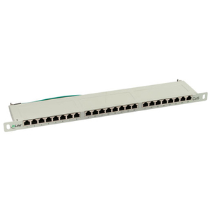 Patch panel / Patch field 24 porte Cat.6 grigio chiaro montaggio in rack piatto - Product Image 1
