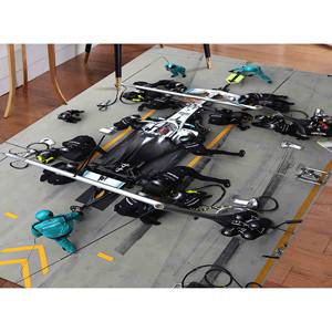 Alfombra de Carreras F1: Diseño de Mercedes Bolid, Lewis Hamilton Pit Stop, Alfombra Impresa, Alfombra Delgada No Tejida - Product Image 5