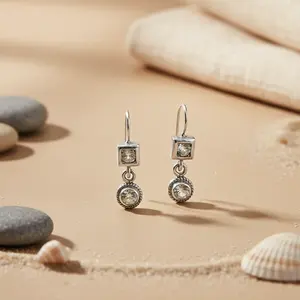 925 Sterling Silver White Topaz <b>Drop</b> <b>Earrings</b> for Women Dangle <b>Fashion</b> Jewelry - Product Image 2