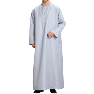 Thawb jubbah ผู้ชายสำหรับ jubba ผู้ชายตกแต่งด้วยกระดุมแบบใหม่แห้งเร็วแบบยาวมีฮู้ดสไตล์ผ้าฝ้าย - Product Image 1