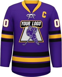 Uniformes de hockey sur glace de haute qualité Sublimation complète col en V uniformes de hockey sur glace faits en polyester régulier - Product Image 4