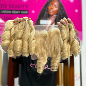 Extensiones de cabello humano rizado hinchable Real 100%, alineada cutícula, trama doble en Color Natural, paquetes de cabello estilo súper ondulado - Product Image 5