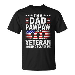 Maglietta promozionale per il Festa del Papà con stampa 'Nonno Veterano e Papà Pawpaw' - Product Image 1