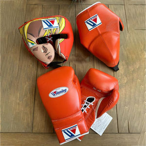 Nuevo Set de Boxeo en Oferta, Guantes de Boxeo de Cuero Naranja Estilo Anime, Protector de Cabeza y Protector Inguinal para Entrenamiento de Muay Thai - Product Image 1