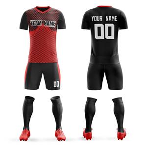 Ensemble d'uniformes de football personnalisés à manches courtes respirants par sublimation – Prix de gros, logo personnalisé, maillot unisexe vierge en mesh pas cher - Product Image 2