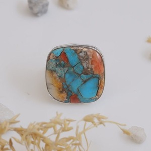 High Quality Romantic Pear Cut 925 Sterling Silver Handmade Natural Turquoise Wedding Engagement <b>Spinner</b> <b>Ring</b> - Product Image 2