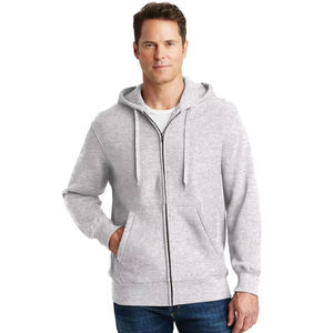 เสื้อฮู้ดมีซิปสำหรับผู้ชายโอเวอร์ไซส์ผ้าคอตตอน100% 450gsm โอเวอร์ไซส์เนื้อผ้าเรียบง่ายออกแบบได้ตามที่ต้องการ - Product Image 1