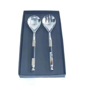 Ensemble de couverts à salade avec poignée en céramique au design unique en acier poli Poignées Décor de cuisine - Product Image 5