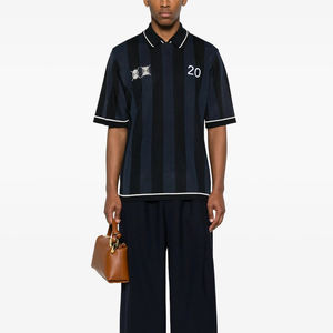 Design personnalisé marine à manches courtes tricoté pour hommes Polo pour hommes 90% coton 10% soie simple solide Style décontracté - Product Image 4