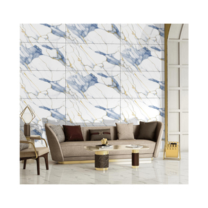 Carreaux de porcelaine modernes classiques bleu givré 600x1200mm finition brillante durable imperméable au feu antidérapant carreaux à clic - Product Image 5