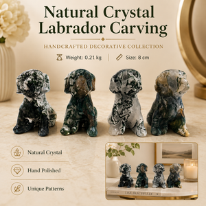 Sculpture de chien <span class=keywords><strong>Labrador</strong></span> en cristal naturel, figurine de chiot en pierre précieuse polie à la main pour la décoration de la maison, la collection et les cadeaux - Product Image 1