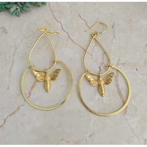 Brass Handmade Gold Plated Drop Earrings with Pearl and Diamond for Party Wedding <b>Gift</b> - Product Image 1