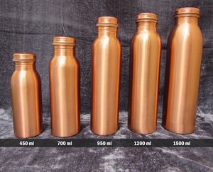 Handcrafted Modern Eco-Friendly Pure Copper Large Capacity Drinking Water <b>Bottle</b> Natural Copper <b>Flask</b> Lid for Home Yoga Travel - Product Image 2