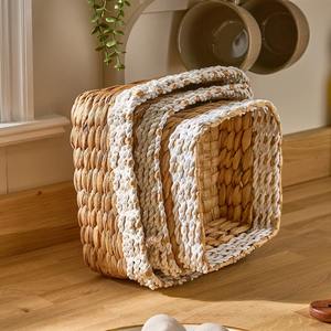 Ensemble de 3 paniers de rangement en jacinthe d'eau pour la décoration intérieure, panier de rangement fait à la main, vente en gros, écologique, fabriqué au Vietnam - Product Image 2