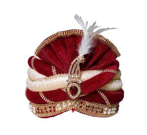 Hombres Terciopelo Seda Marwadi Look Safa Pagdi/Pagri para Novio Dulha Matrimonio (Multicolor, 22,5 Pulgadas Tamaño) - Product Image 1