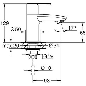 Válvula de pie Grohe EUROSTYLE C tamaño XS para accesorios de baño y sanitarios - Product Image 5