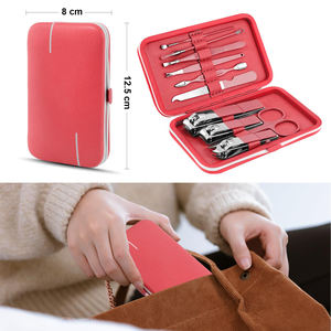 (SILVER - RED) 10pcs Manicure Set Travel Mini Nail Clippers Kit Pedicure Care Tools Stainless Steel Instrument Set 2026 - Product Image 6