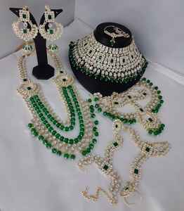 TRADICIONAL Y FANCY DISEÑADOR ANTIGUO JOYERÍA NOVIA CHAPADO EN ORO Y CZ ZIRCON BODA COLLAR DE NOVIA CONJUNTO PARA MUJERES Y NIÑAS - Product Image 1