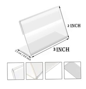 Simple L-Shape 3x2 Inches Acrylic Sign Holder <b>Table</b> Display Stand for Label Price Tags Name <b>Card</b> Holder - Product Image 5