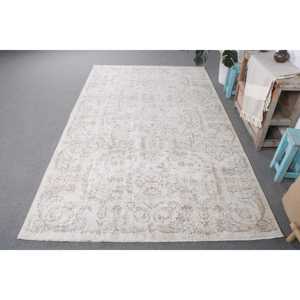 Turkish Large Rug 5.3x8.9 ft, White <b>Brown</b> Abstract Rug <b>Wool</b> - Product Image 1