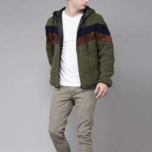 Custom Heavyweight <b>Sherpa</b> Hoodie New Design Soft Fluffy <b>Fleece</b> Zip Up Winter Jacket for <b>Men</b> - Product Image 1