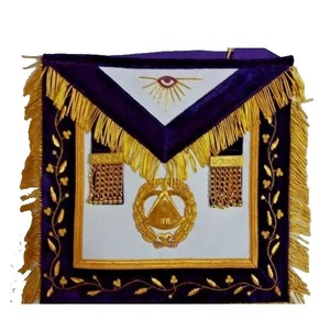 Tablier de maître de loge bleu avec broderie à la main en fils d'or et d'argent, Régalia maçonnique personnalisée 3D, Officier Junior Warden, broderie à la main - Product Image 3