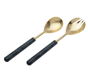 Juego de cucharas de latón de lujo con mango de mármol para el hogar, Hotel, comida, comer, cuchara, acero espejado, diseño personalizado, juego de cubiertos - Product Image 1
