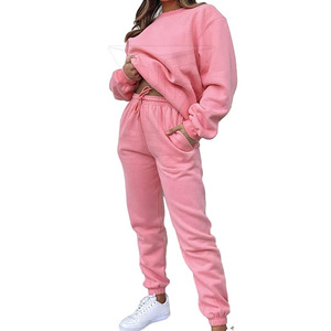 Nuevo Diseño de Invierno, Conjunto Deportivo de Color Sólido de 2 Piezas para Mujer, Manga Larga, 100% Algodón, Transpirable, Colores Personalizados, Alta Calidad - Product Image 2