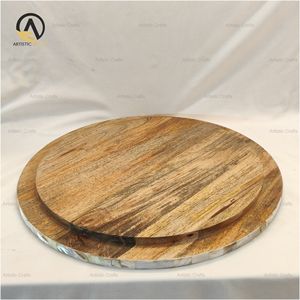 Bandeja de Madera Hecha a Mano con Incrustaciones de Madreperla |   Bandeja Decorativa Geométrica Art Deco Ecológica |   Hogar, Navidad, Boda - Product Image 3