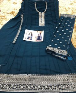 Più venduto tradizionale stile indiano Georgette Anarkali abito lungo con il Designer Dupatta per le donne bellissimo abito da festa - Product Image 6