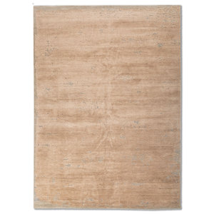 Alfombra de Lana y Seda de Bambú Tejida a Mano en Gris y Negro, Diseño Teoría del Caos, Color Sólido, Rectangular, para el Hogar o el Pasillo, Modelo Esk-316(Fr) - Product Image 1
