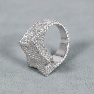 Anillo de Hip Hop para Hombre de Oro Blanco de 14 Quilates con Diamantes Cultivados en Laboratorio, Claridad VVS, Fiesta, 6.30 TCW - Product Image 6