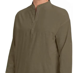 Cuffed Sleeves Ethnics <b>Clothes</b> Men's Jubba Comfortable Lightweight Stand Collar Style Festival & Casual Wear <b>Clothes</b> Jubbah - Product Image 6
