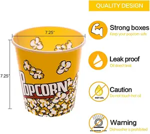 Offre Spéciale Gros Price32oz 64oz 85oz 120oz 130oz 170oz papier Popcorn Tasse Blancs Jetables Recyclables Grand Pop-Corn Seau