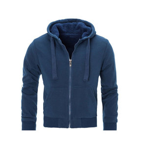 Chaqueta CON CAPUCHA DE MODA personalizada para hombre 100% algodón orgánico patrón sólido cremallera completa con bolsillo frontal y cuello con capucha - Product Image 3
