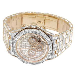 Montre-bracelet à quartz pour homme en acier inoxydable avec diamants moissanite, bracelet de 20 mm et verre traité - Product Image 4