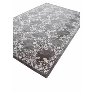 Tapis Imara de style classique en laine et viscose tufté à la main, gris et noir, géométrique, pour la maison, le salon, le couloir, épaisseur 10 mm - Tra-14767 - Product Image 2