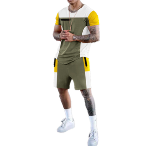 2025 manga corta ropa de playa Jogger conjunto Bandana hombres dos piezas conjuntos cortos camisa y pantalones cortos conjunto estampado personalizado 100% algodón - Product Image 1