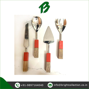 Juego de cubiertos Cuchara para servir con mango de madera de calidad superlativa y juego para servir pasteles disponible para compradores a granel - Product Image 4