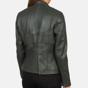 Chaqueta de Cuero para Mujer Otoño Invierno, Cuello Alto, Tejida, Impermeable, Transpirable, Ecológica, de Alta Calidad y Secado Rápido - Product Image 4