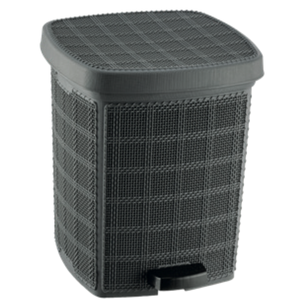 Poubelle carrée en plastique Afossa 6L avec pédale, couvercle, écologique, pour la maison, la cuisine, les toilettes, le bureau, gain de place, durable, en PP et jute - Product Image 3